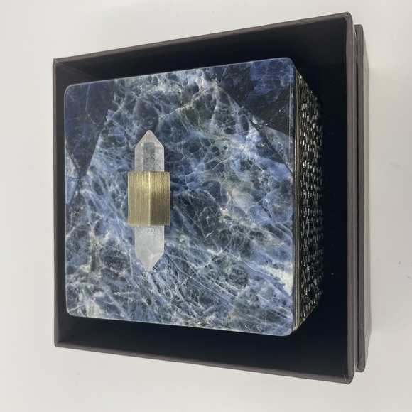 Kendra Scott Filigree Box Blue Sodalite Stone Lid Quartz Crystal Knob NIB - Picture 5 of 9